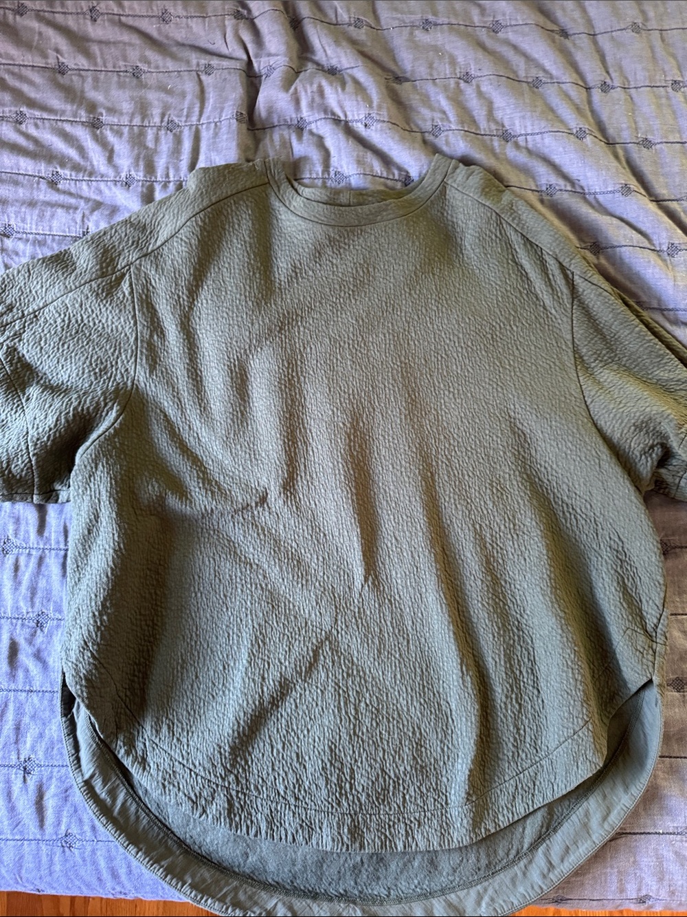 Puffed cotton Hoibo oversized  Short Sleeve Crewneck Top - Sage Green